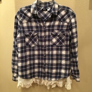 BDG Blue and White Plaid Button Down Shirt